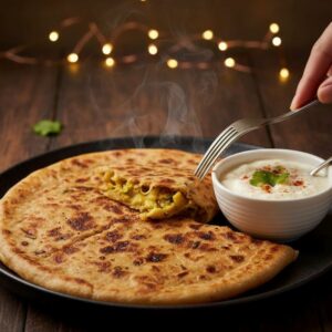 Punjabi Paneer Paratha with Curd